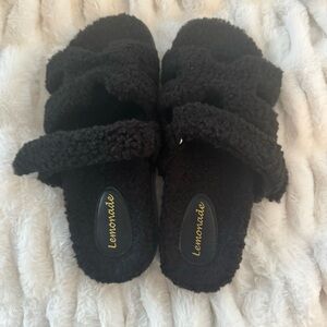 Shop Talulah Chani Teddy Velcro Slides